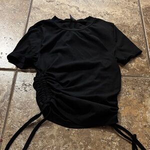 SHEIN Black Ruched Short Sleeve Top